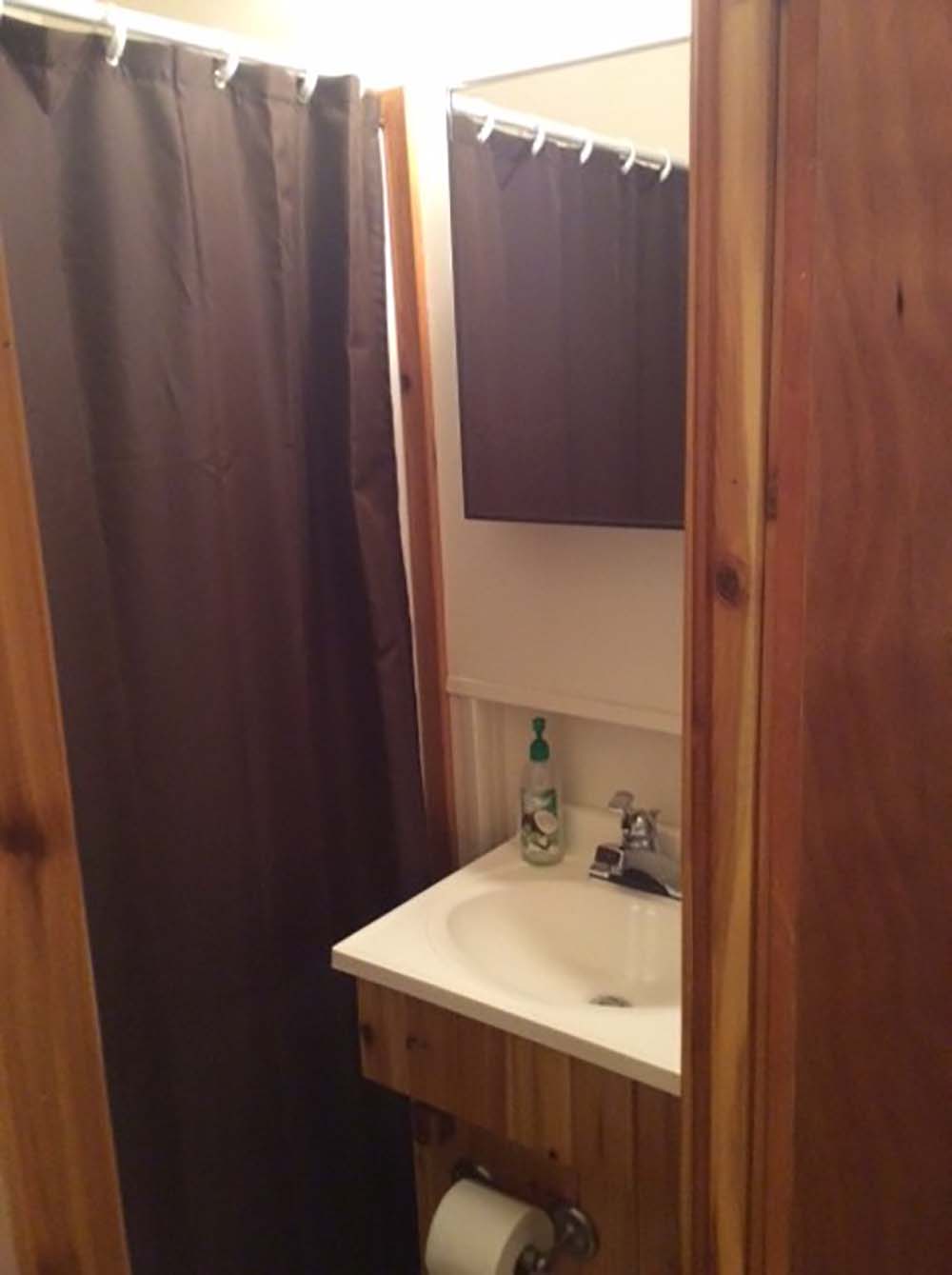 bathroom sink and standup shower